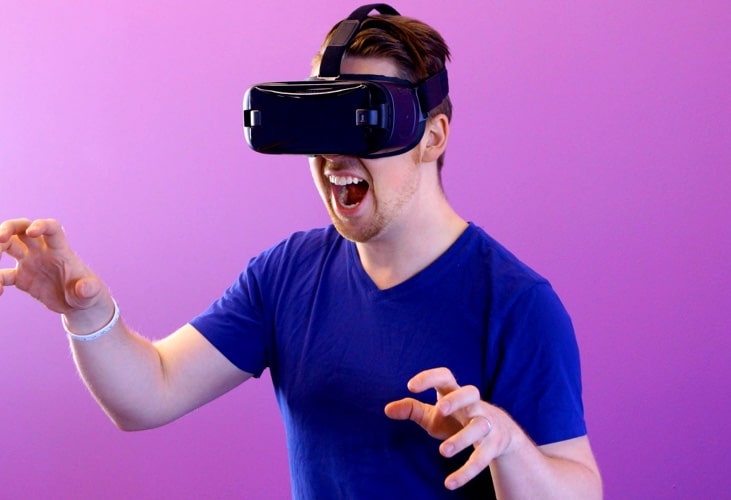 A man with VR on his face